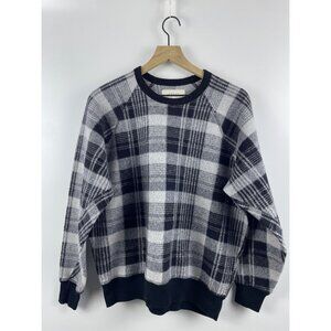 The Great Women's Size 2 Plaid Fleece Pajama Lounge Top Sweater Cabincore Black